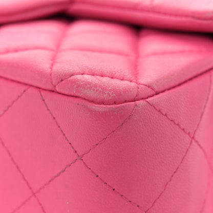 Lambskin Quilted Mini Rectangular Flap Fuchsia