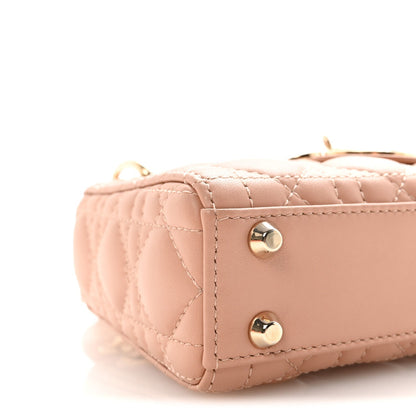 Lambskin Cannage Micro Lady Dior Rose Des Vents