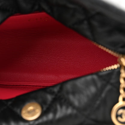 Crumpled Lambskin Quilted Small CC Links Shoulder Bag Black