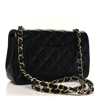 Lambskin Quilted Mini Rectangular Flap Black
