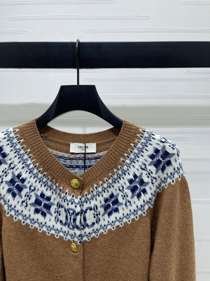 Celine 25 Patterned Cardigan Cashmere 295601