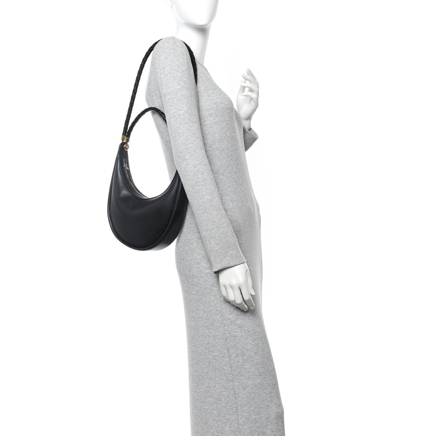 Smooth Calfskin Hula Hoop Shoulder Bag Black