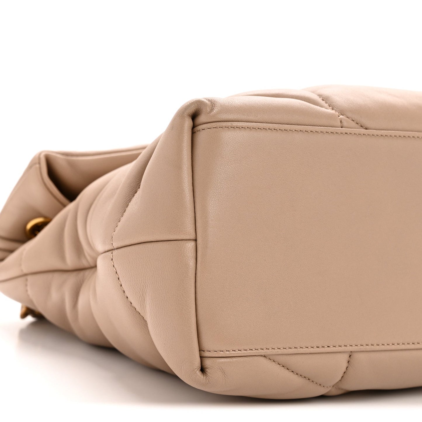 Lambskin Quilted Medium Loulou Puffer Monogram Chain Satchel Dark Beige