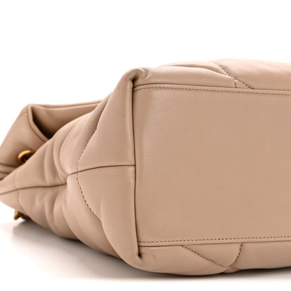 Lambskin Quilted Medium Loulou Puffer Monogram Chain Satchel Dark Beige