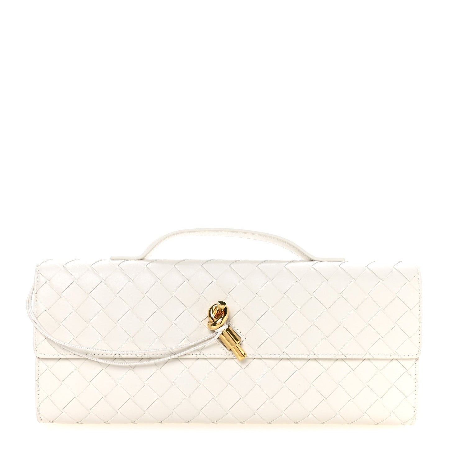 Nappa Intrecciato Long Andiamo Top Handle Clutch White