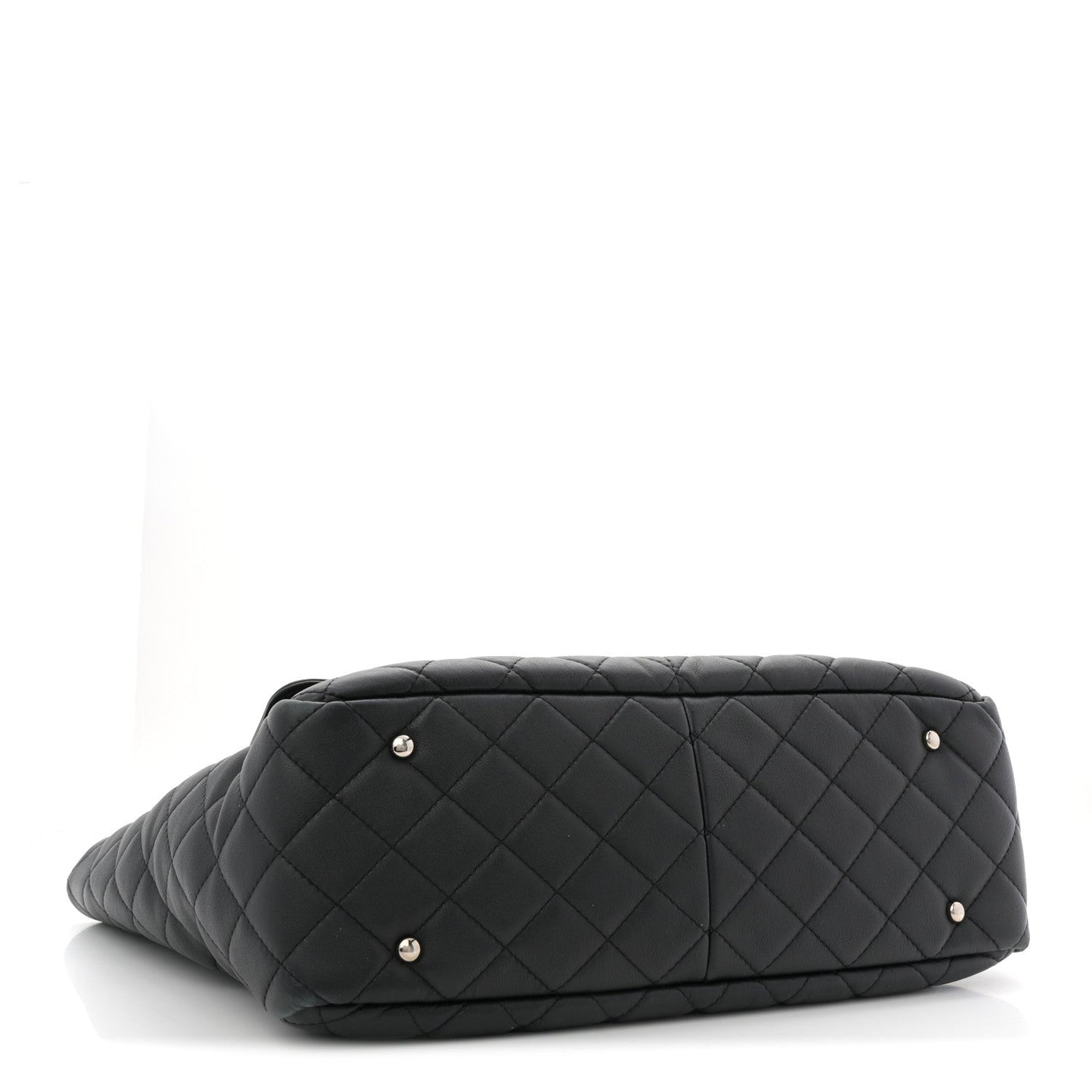 Calfskin Quilted Ultra Pocket Shopping Tote Black