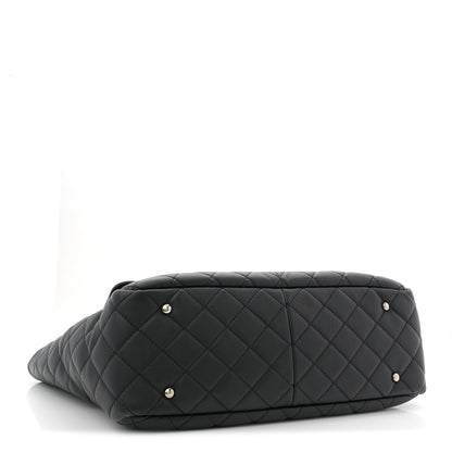 Calfskin Quilted Ultra Pocket Shopping Tote Black