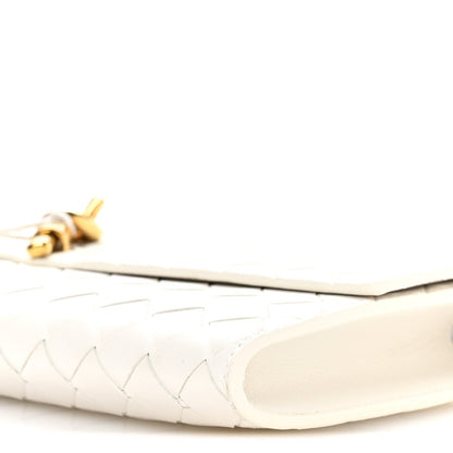 Nappa Intrecciato Long Andiamo Top Handle Clutch White