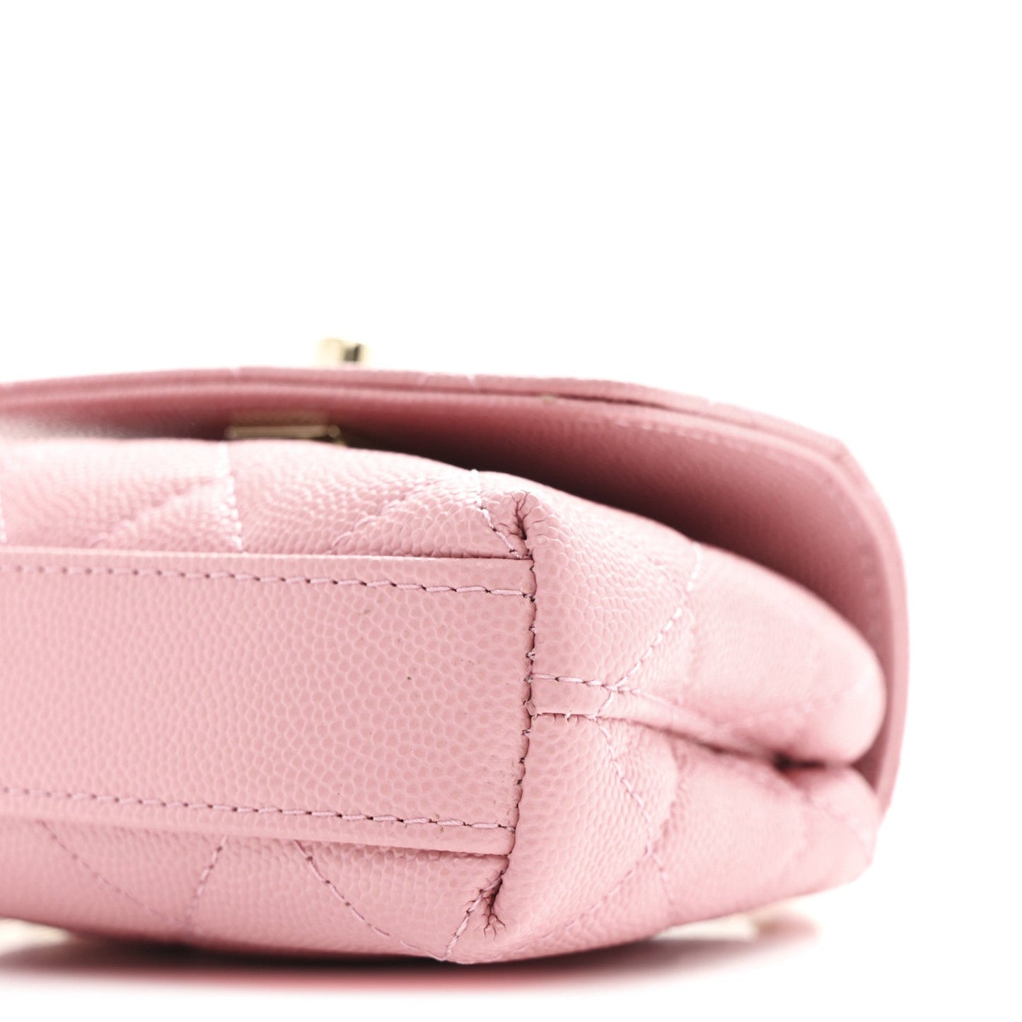Caviar Quilted Nano Coco Handle Clutch With Chain Pink