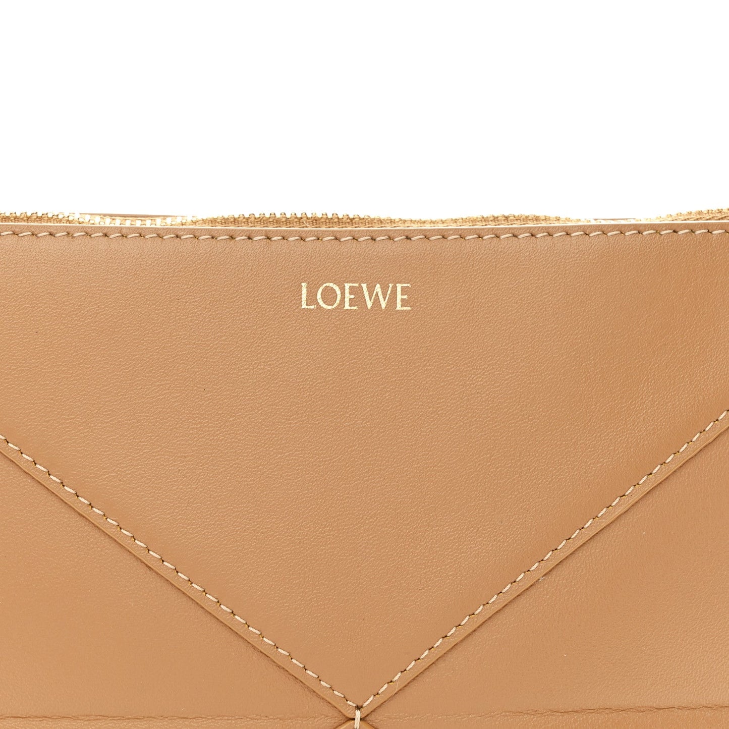 Shiny Calfskin Puzzle Fold Pouch Warm Desert
