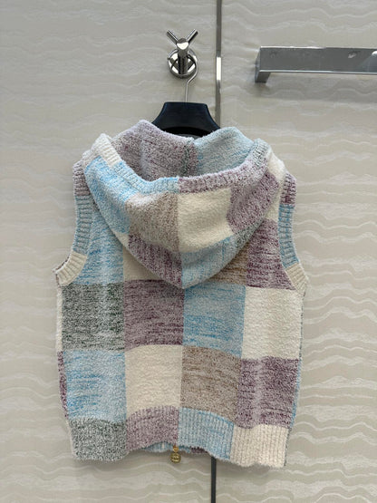 CC Hooded Vest Multicolor Polyester Acrylic Fibers Wool