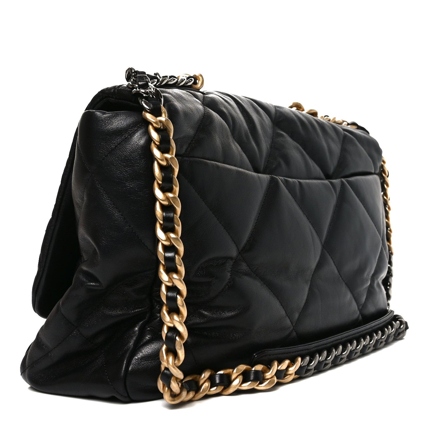 Goatskin Quilted Maxi Chanel 19 Flap Black