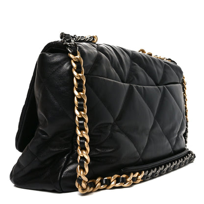 Goatskin Quilted Maxi Chanel 19 Flap Black