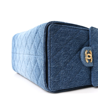 Washed Denim Quilted Small Chanel 25 Handbag Blue