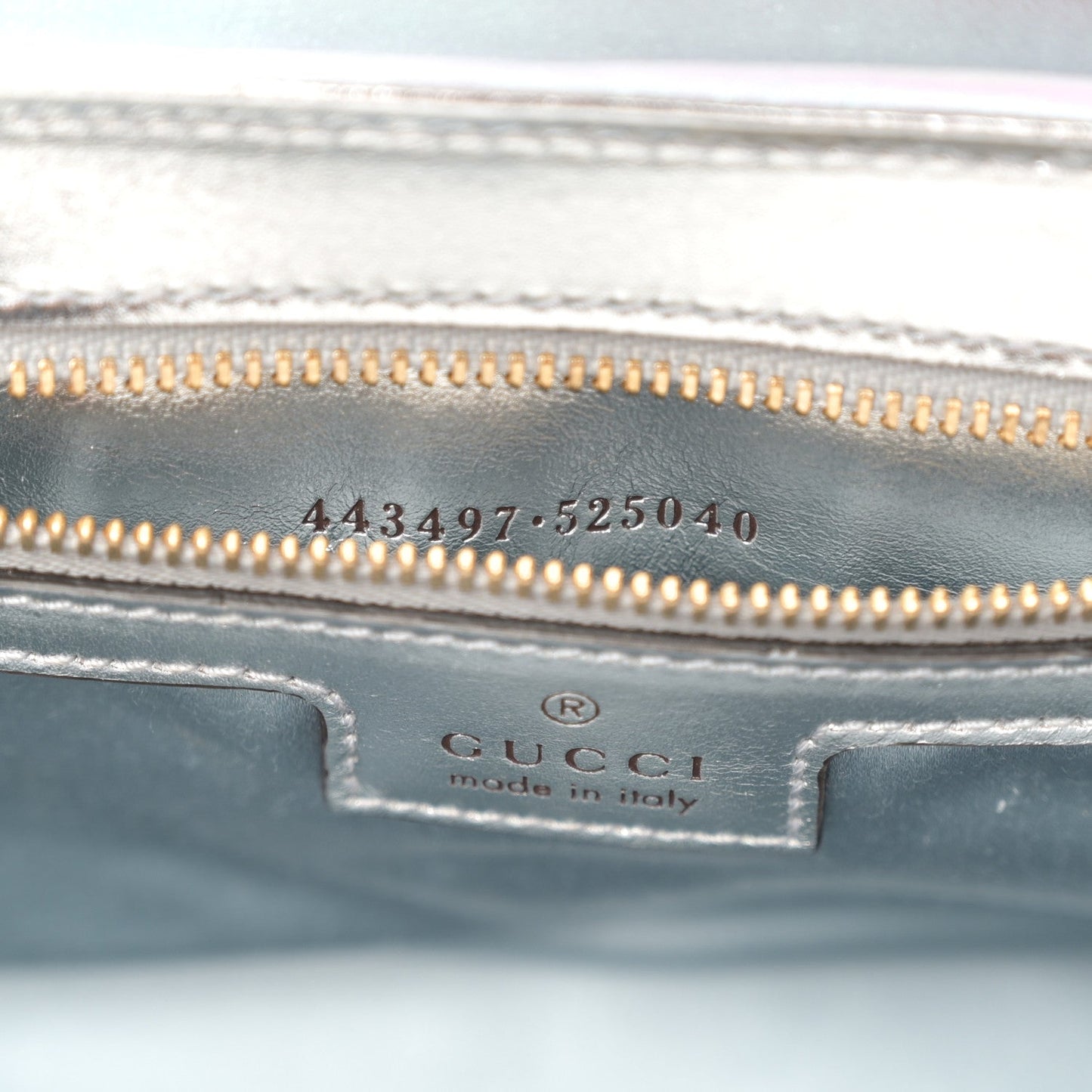 Iridescent Nappa Chevron Matelasse Small GG Marmont Shoulder Bag Iridescent Snow Light Blue