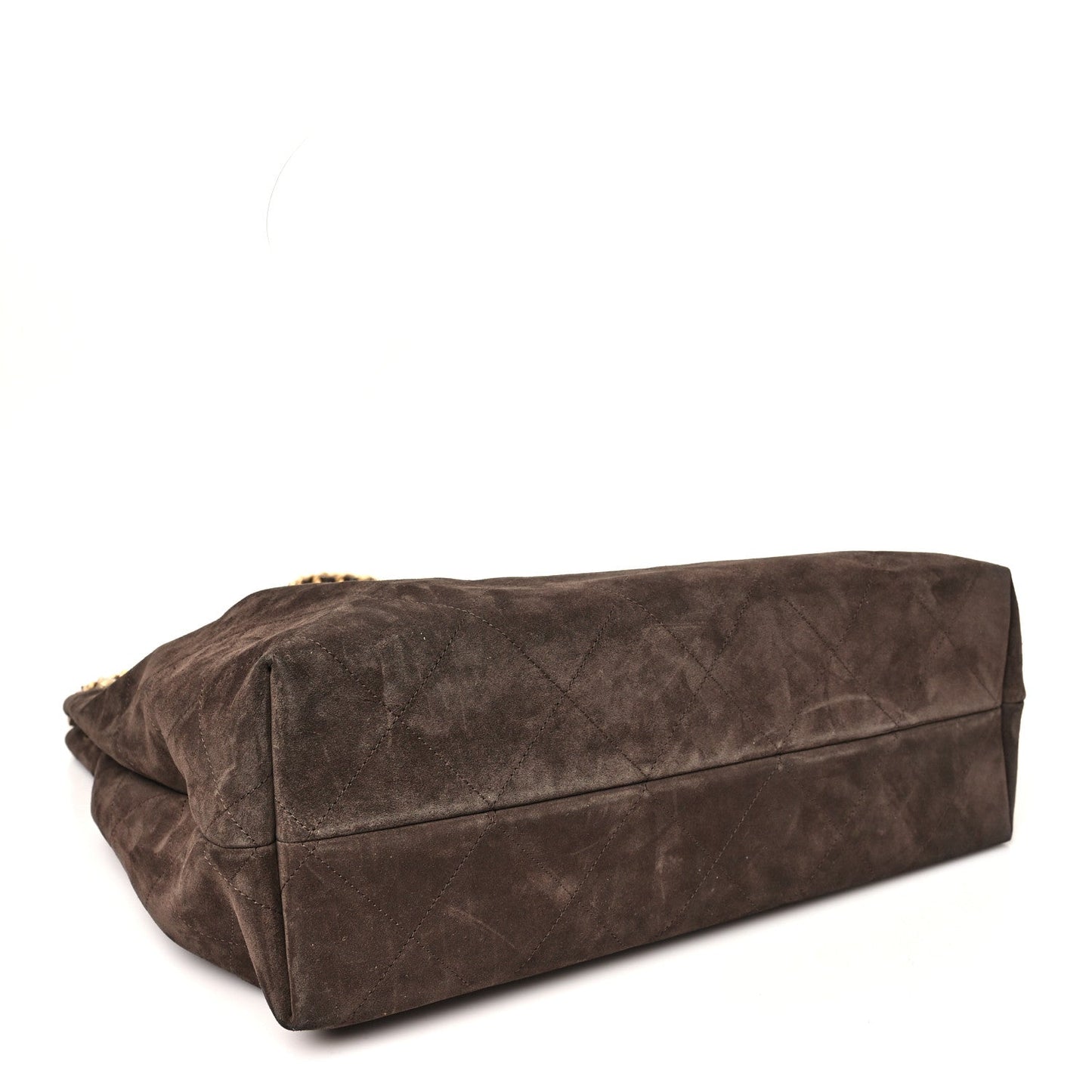 Suede Calfskin Lambskin Quilted Maxi Hobo Dark Brown