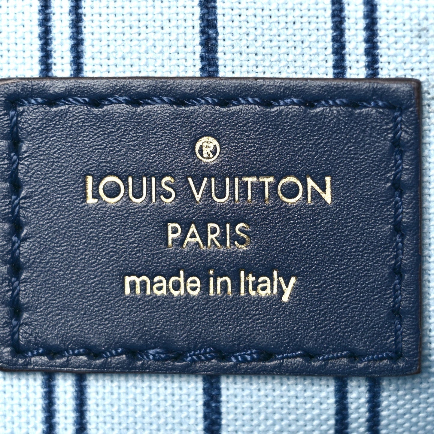 Raffia Calfskin Monogram Giant Onthego MM Blue