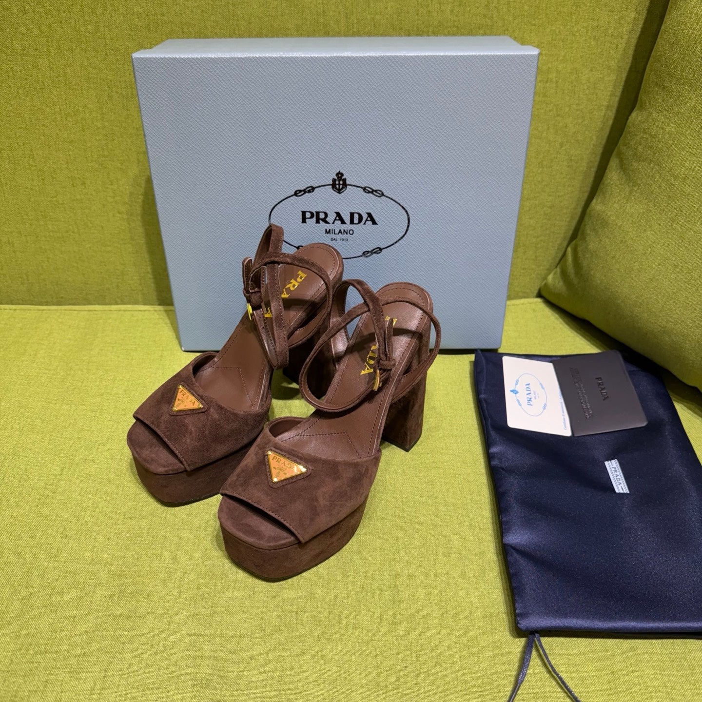 Prada 25 AW Platform Sandals Dark Brown Suede 564120