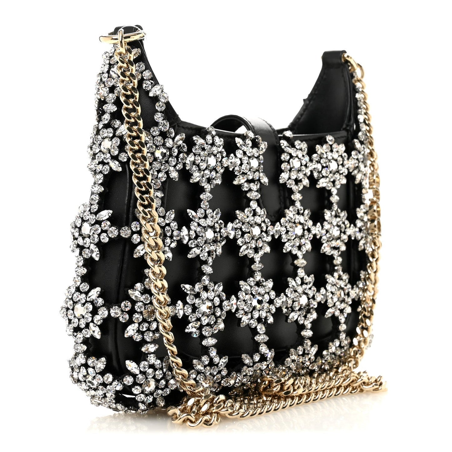 Calfskin Crystal Mini Jackie Notte Bag Black