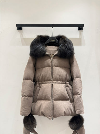 LP 25 Jacket With Gloves Taupe mix Black Wool Cashmere 310256