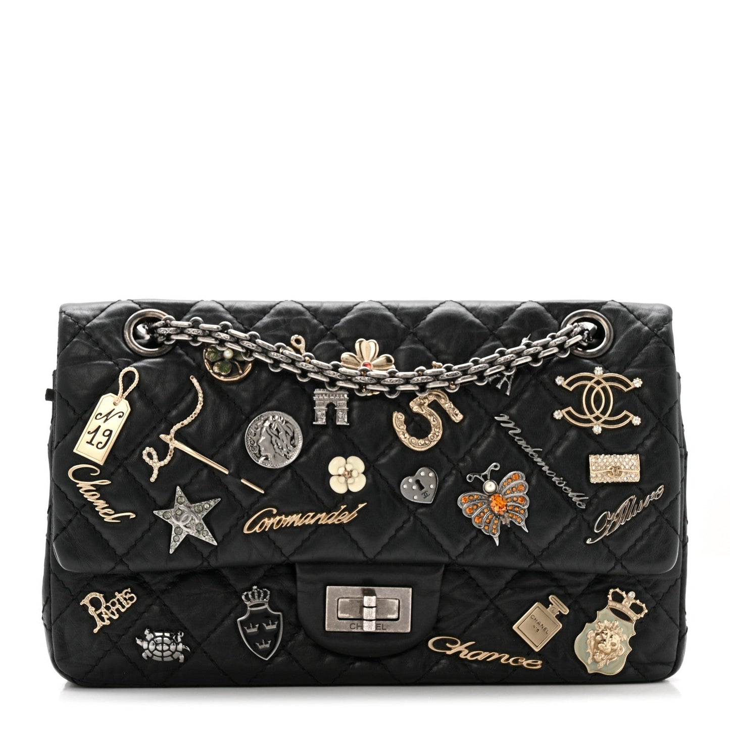 Aged Calfskin Lucky Charms 2.55 Reissue 225 Flap Black