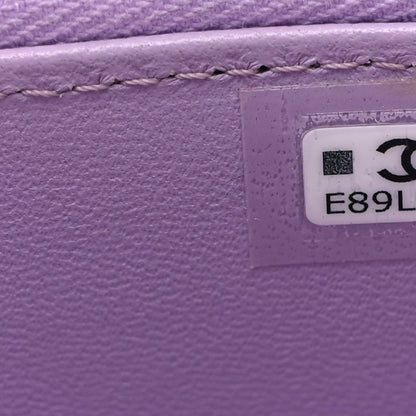 Lambskin Quilted Top Handle Mini Vanity Case With Chain Light Purple