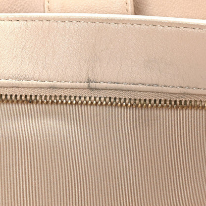 Calfskin Elaphe Stitched Large Chevron Chic Shopping Bag Beige