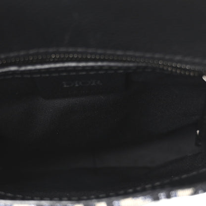 Grained Calfskin Oblique Saddle Vertical Messenger Pouch Beige Black