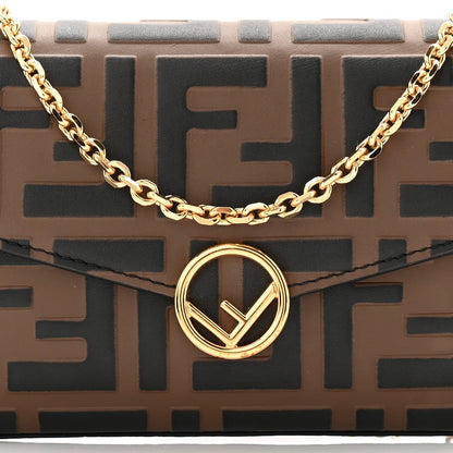 Vitello Soft F is Fendi Bi-Color FF 1974 Embossed Continental Envelope Wallet On Chain Maya Black