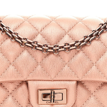 Metallic Grained Calfskin Quilted 2.55 Reissue Mini Flap Copper Pink