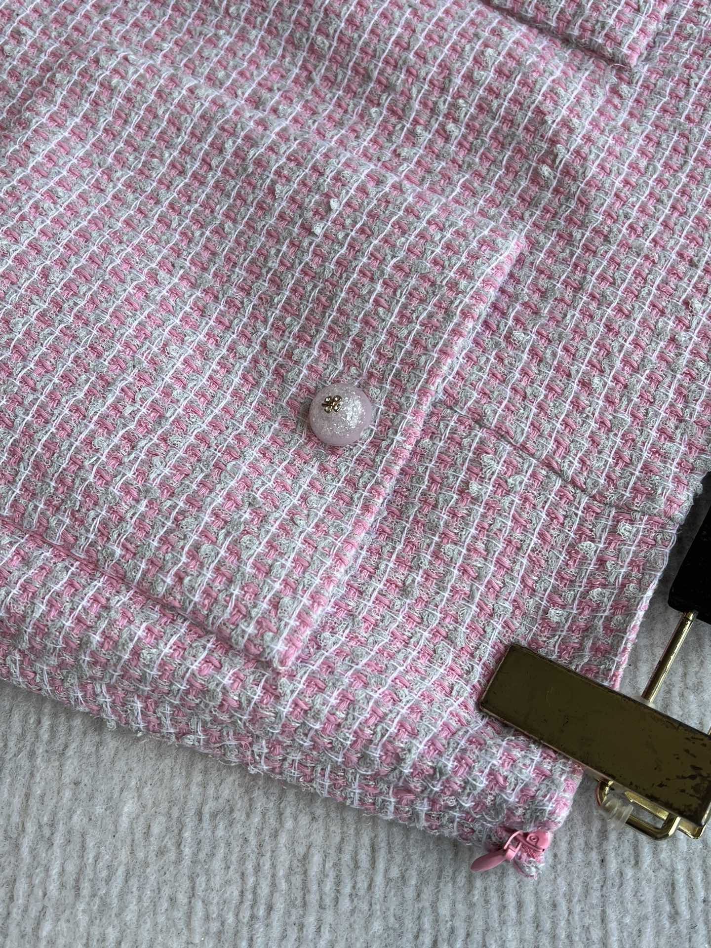CC 25SS Lace-up Skirt Pink Sequins Tweed 235920