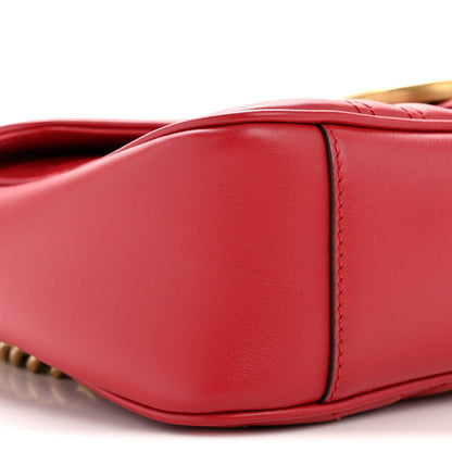Calfskin Matelasse Small GG Marmont Shoulder Bag Hibiscus Red
