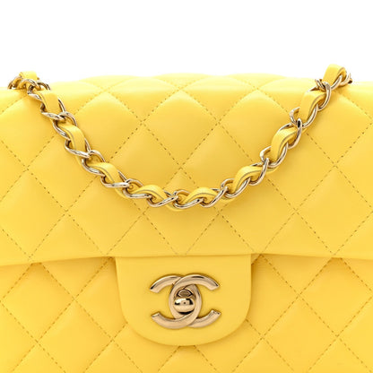 Lambskin Quilted Mini Rectangular Flap Yellow
