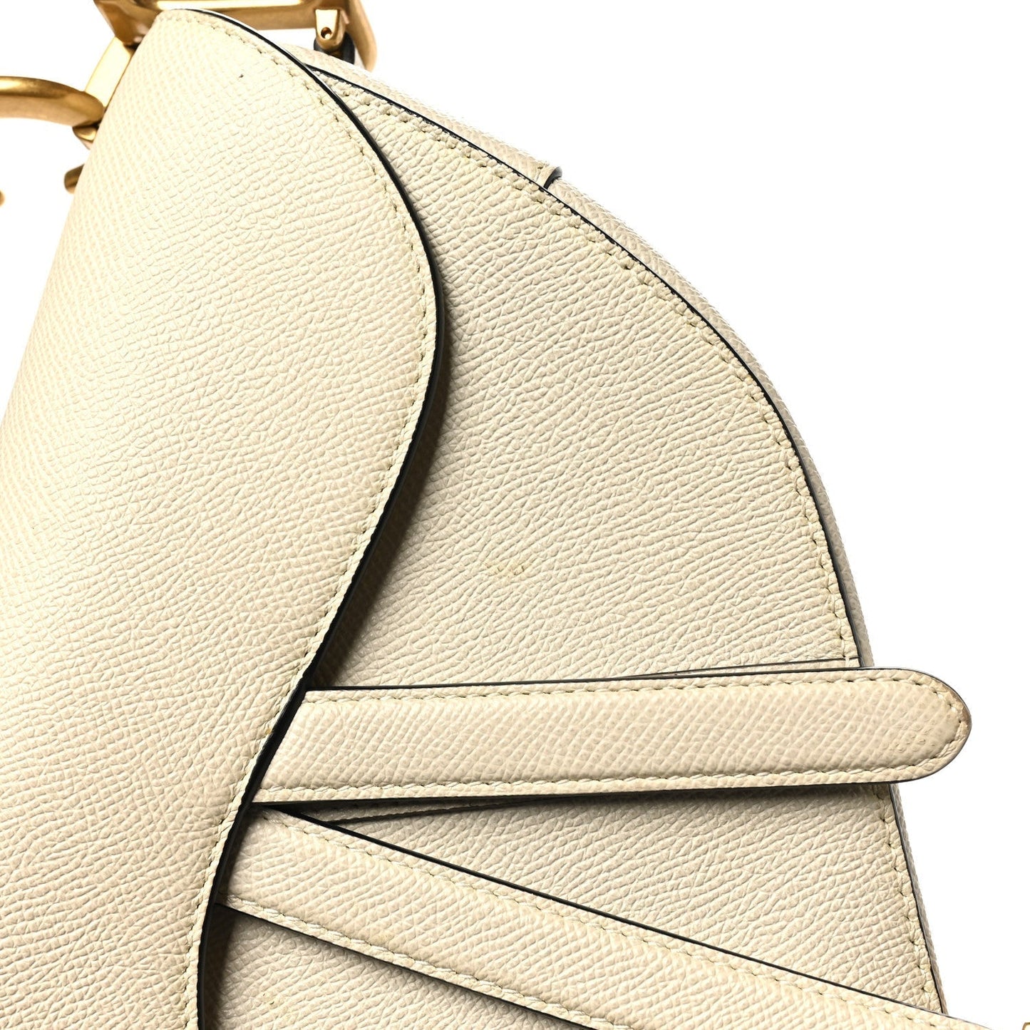 Grained Calfskin Saddle Bag White