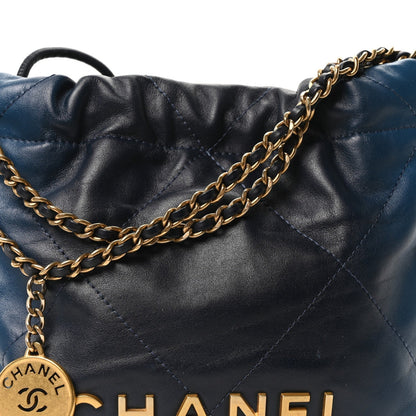 Shaded Calfskin Quilted Mini Chanel 22 Blue Dark Blue