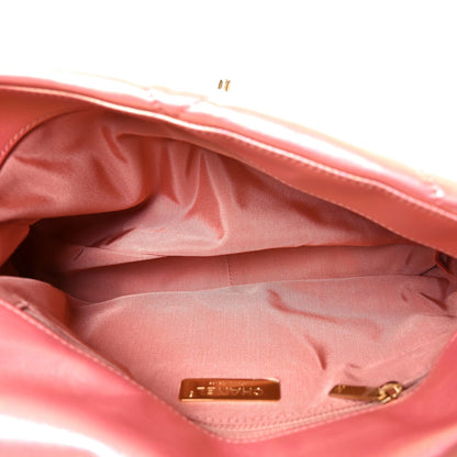 Iridescent Lambskin Quilted Large Chanel 19 Flap Pink