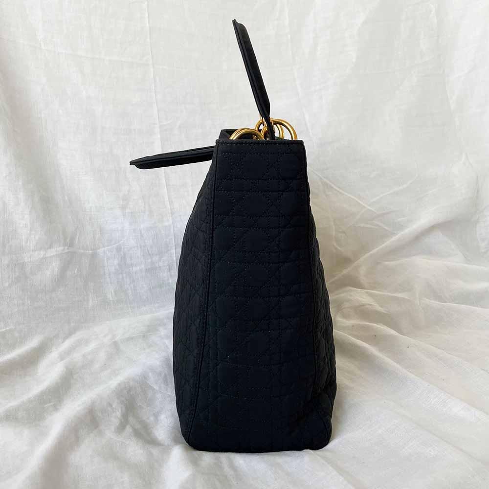 Christian Dior Lady Dior Black Canvas Handbag