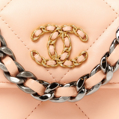 Lambskin Quilted Chanel 19 Clutch With Chain Light Orange