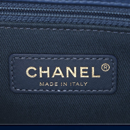 Aged Calfskin Chevron Quilted Small Coco Handle Flap Blue
