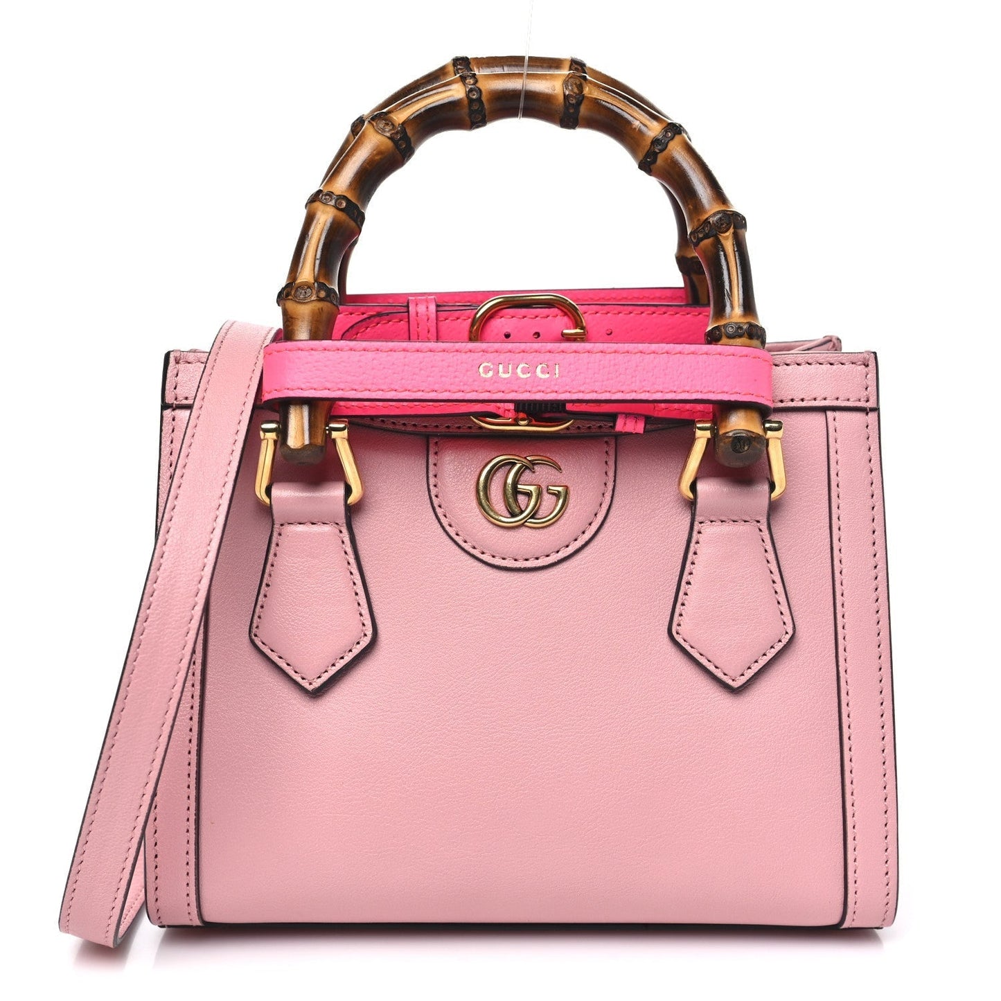Wonka Grain Calfskin Mini Diana Tote Bag Wild Rose Fuxia Fluo
