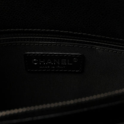Caviar Quilted Small City Shopping Tote Black