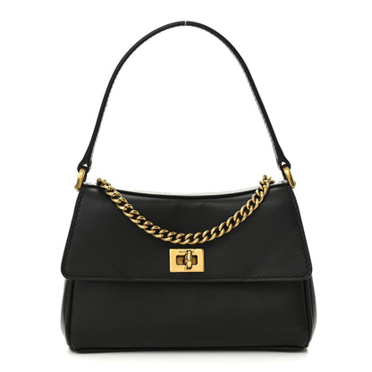 Natural Smooth Calfskin Nano Rodeo Top Handle Handbag Black