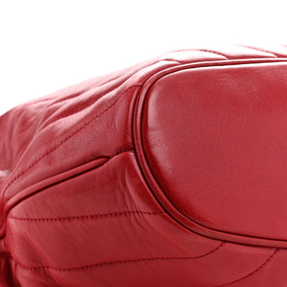 Lambskin Chevron Quilted Shoulder Bag Red
