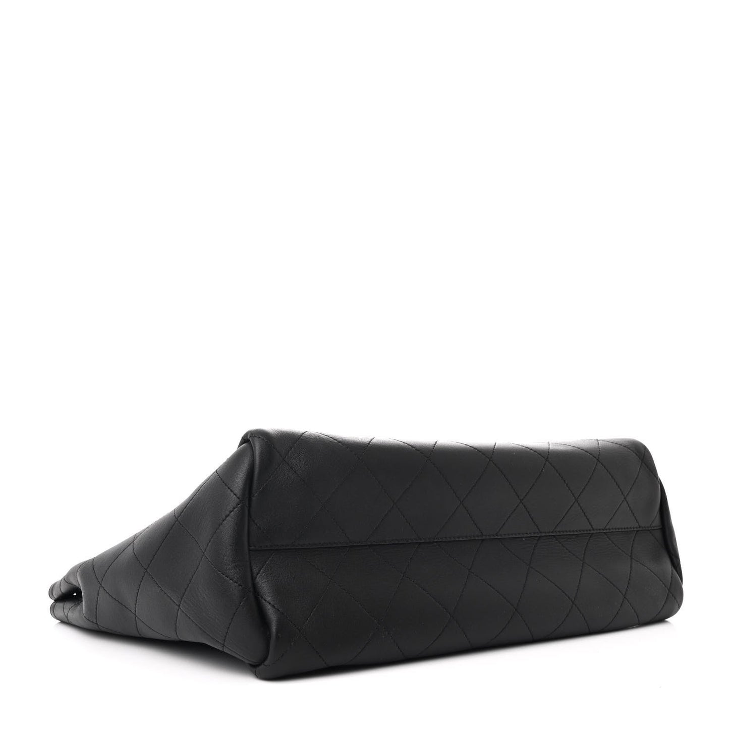 Caviar Stitched Large Lady Coco Shopping Tote Black