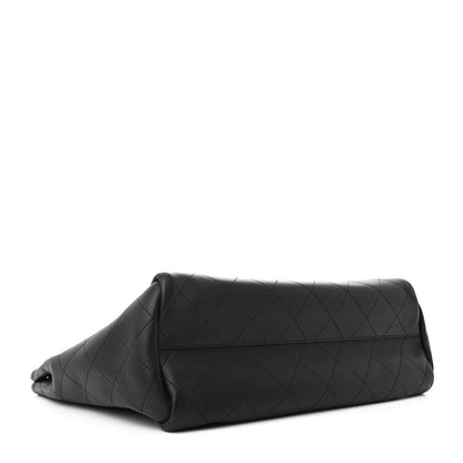 Caviar Stitched Large Lady Coco Shopping Tote Black