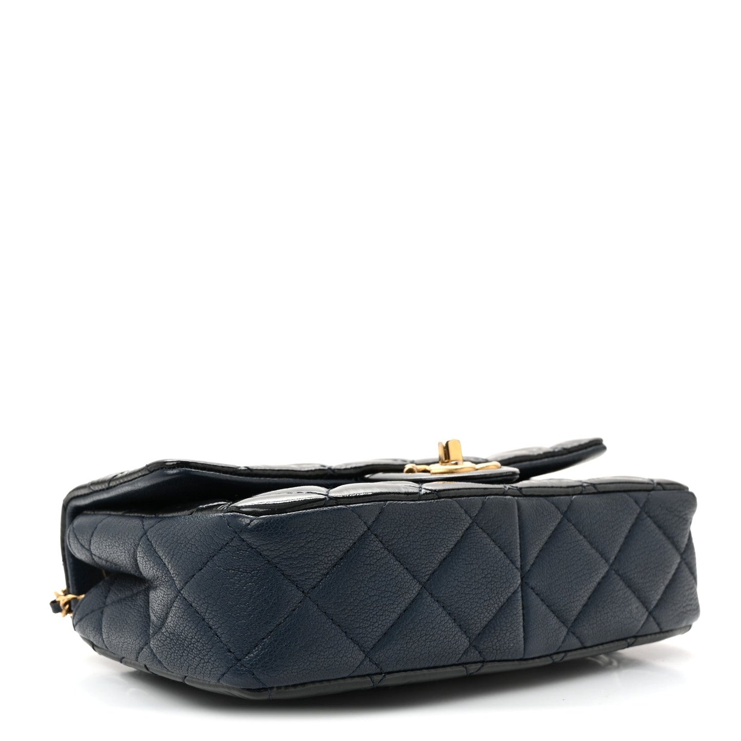 Patent Goatskin Quilted Medium CC Eyelet Flap Blue