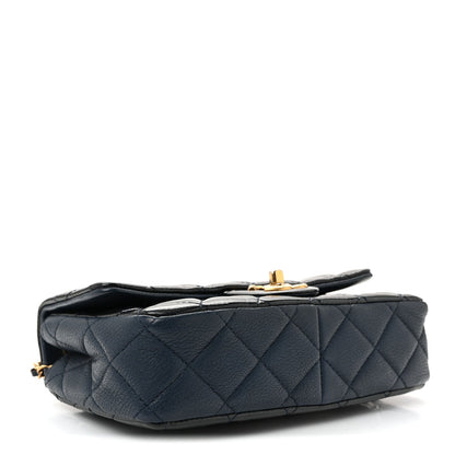 Patent Goatskin Quilted Medium CC Eyelet Flap Blue