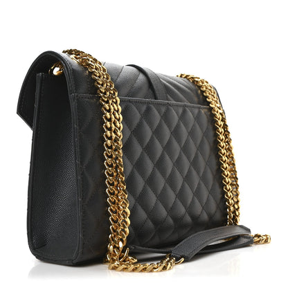 Grain De Poudre Textured Mixed Matelasse Triquilt Medium Monogram Satchel Dark Smog