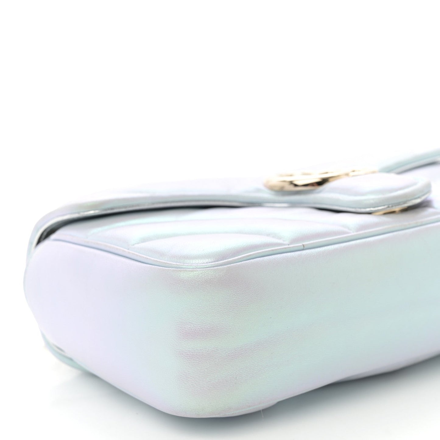 Iridescent Nappa Chevron Matelasse Small GG Marmont Shoulder Bag Iridescent Snow Light Blue