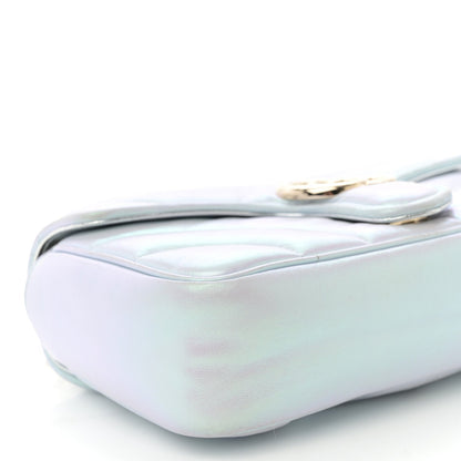 Iridescent Nappa Chevron Matelasse Small GG Marmont Shoulder Bag Iridescent Snow Light Blue